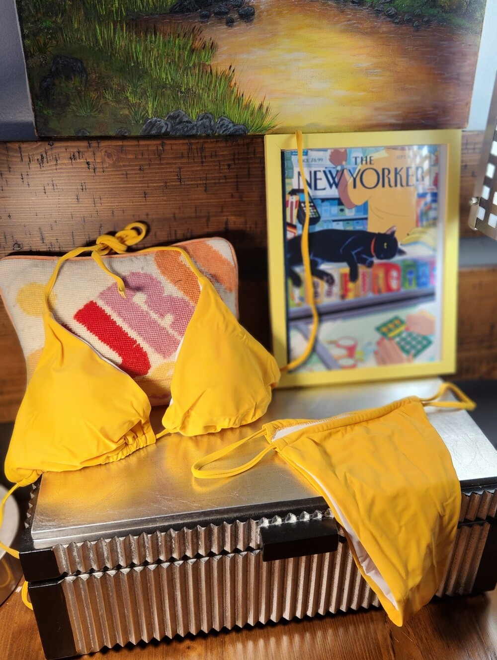 Yellow Triangle Bikini 3 Pc Set